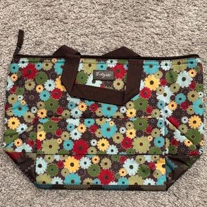 Thirty-One Floral lLunch  Bag - Brown, Blue, Yellow, Green